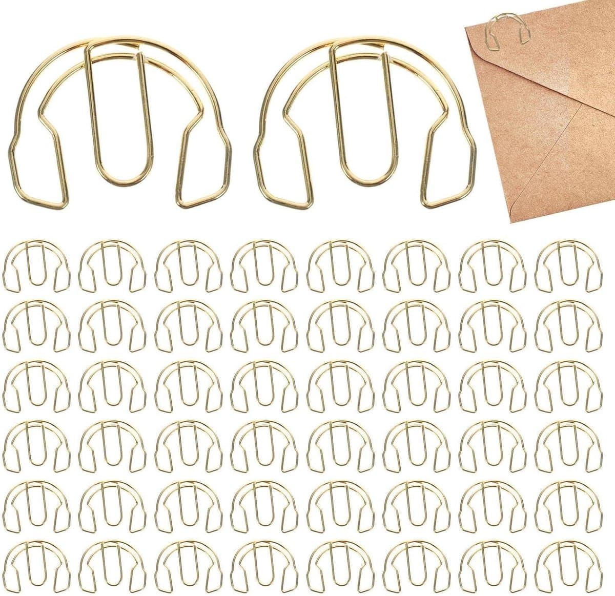 Paperclips Koptelefoonvorm - Metalen Clips - Documenten Organiseren - Creatief Ontwerp - 50 Stuks - Goud