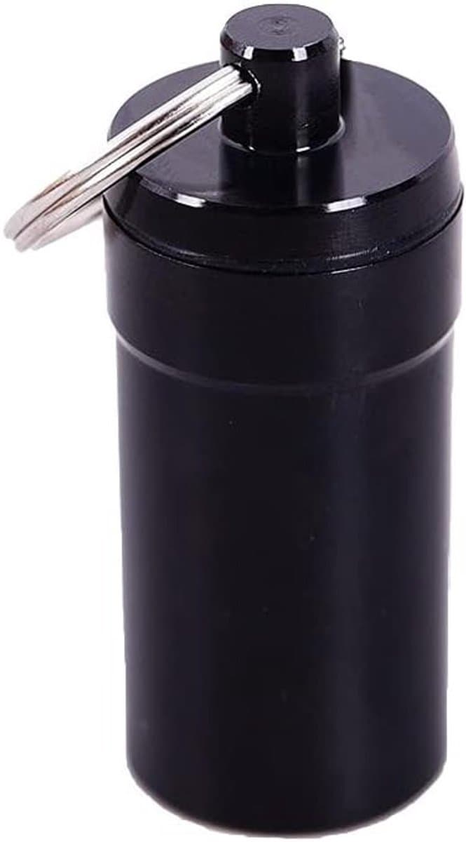Draagbare waterdichte pillendoos met sleutelhanger, mini-tablettenbox voor reizen, camping en outdoor activiteiten, oranje kleur