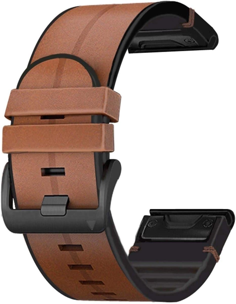 Leren Horlogeband 26mm voor Garmin Fenix 6X, 5X, 7X en Enduro - Zacht, Ademend en Zweetbestendig