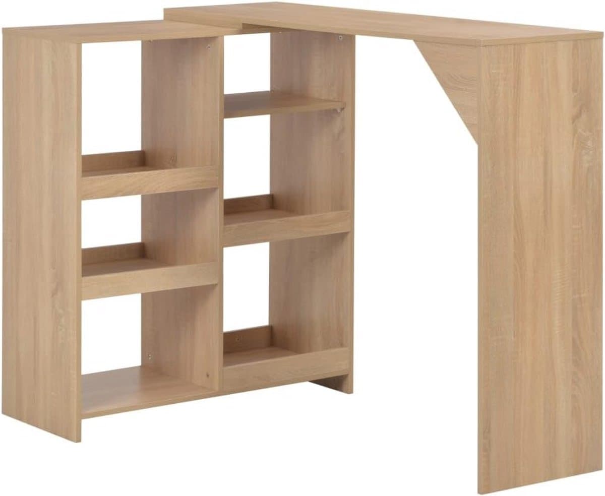 Bartafel met schap - Keukenmeubel Statafel - Gezellig borrelen - Verplaatsbaar schap - 138 x 40 x 120 cm - Eiken