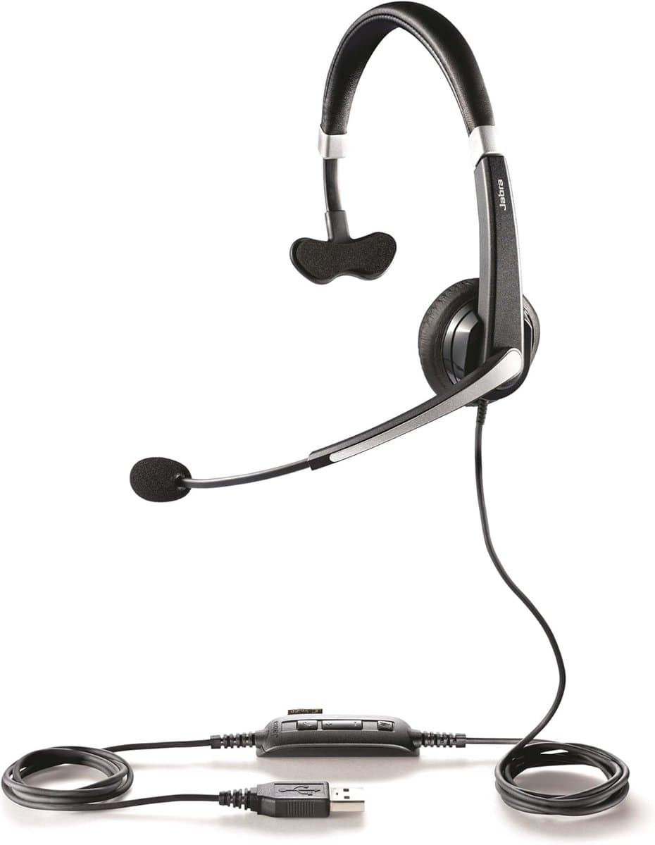 Mono Headset - Headset met microfoon - Professionele Communicatie - Geluidsdempende microfoon - 109 g - Zwart