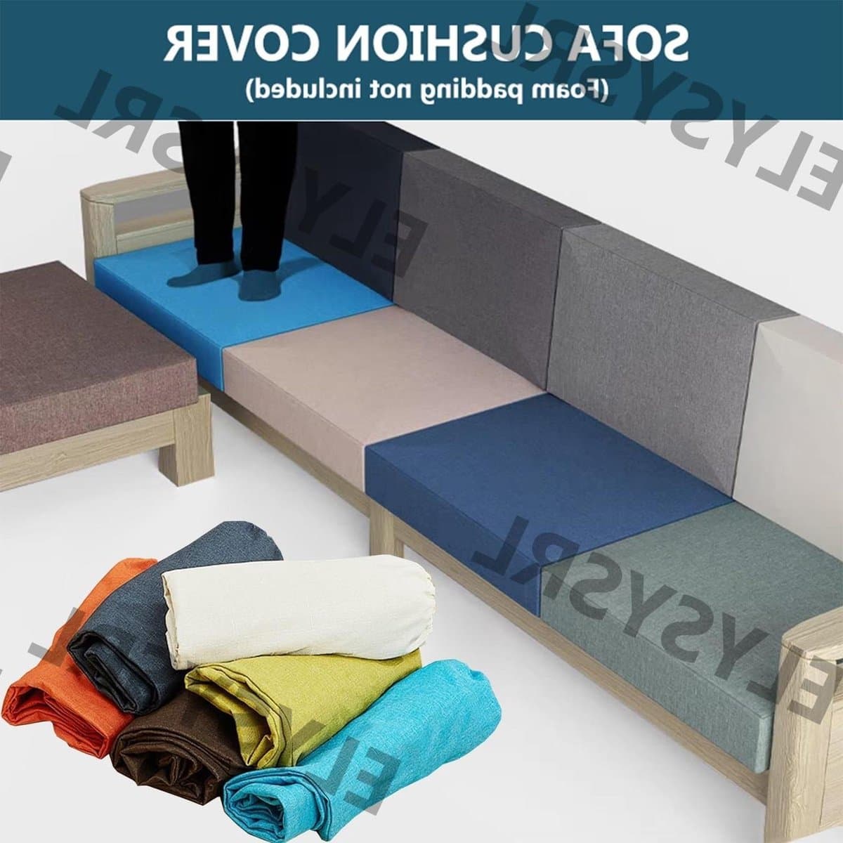 Bankkussenhoezen - Stoelhoezen - Buitenmeubilair - Linnenstof met rits - 50x20cm - Kleur 17