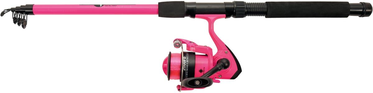 Albatros - Tele Combo Pink - Telescopische werphengel & molen - 210cm - Pink Inclusief nylon lijn