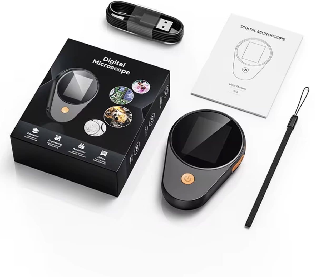 Inskam®378 - Digitale Microscoop met Scherm - 500x Vergroting & Autofocus - 1080P HD Camera - Draagbare Zakmicroscoop voor Solderen, Elektronica, Munten & Hobby - Zwart