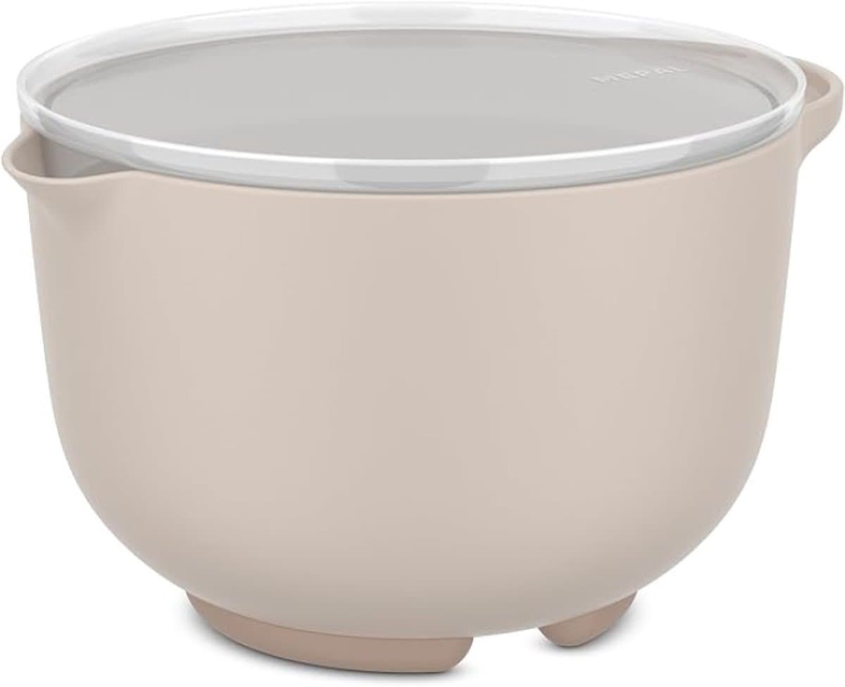 Mengkom met deksel, antislipbodem, 1500 ml, beige
