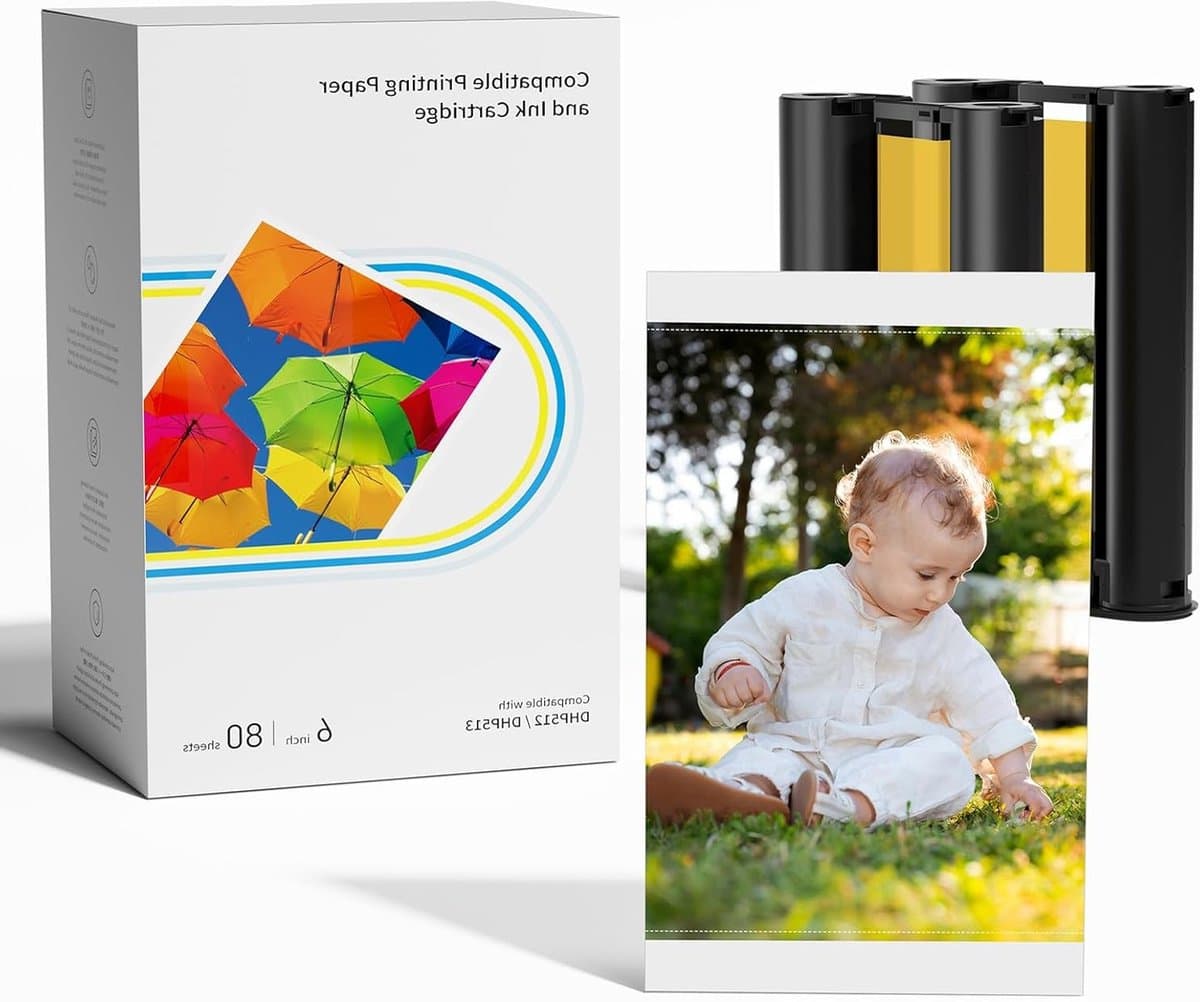 Kwalitatief 4x6" Fotopapier met 80 Vellen en 2 Kleurbanden voor Thermosublimatie, Water- en Oxidatiebescherming, Geschikt voor M100 en M200 Printers