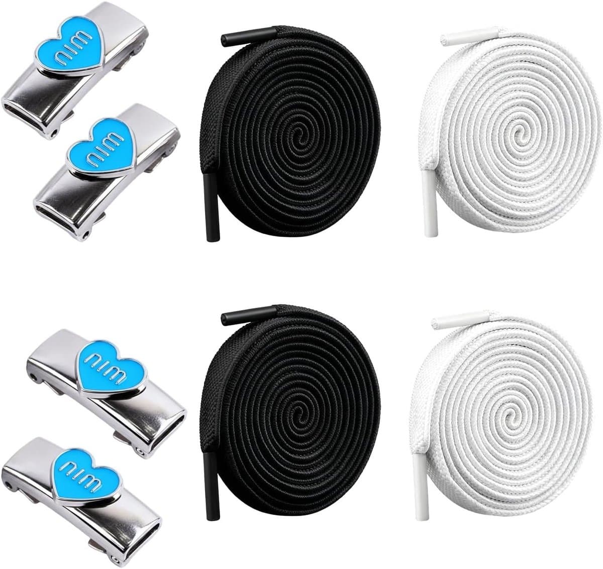 Elastische Veters met Metalen Gesp - Ideaal voor Sportschoenen, Wandelschoenen en Casual Schoenen - Wit/Zwart