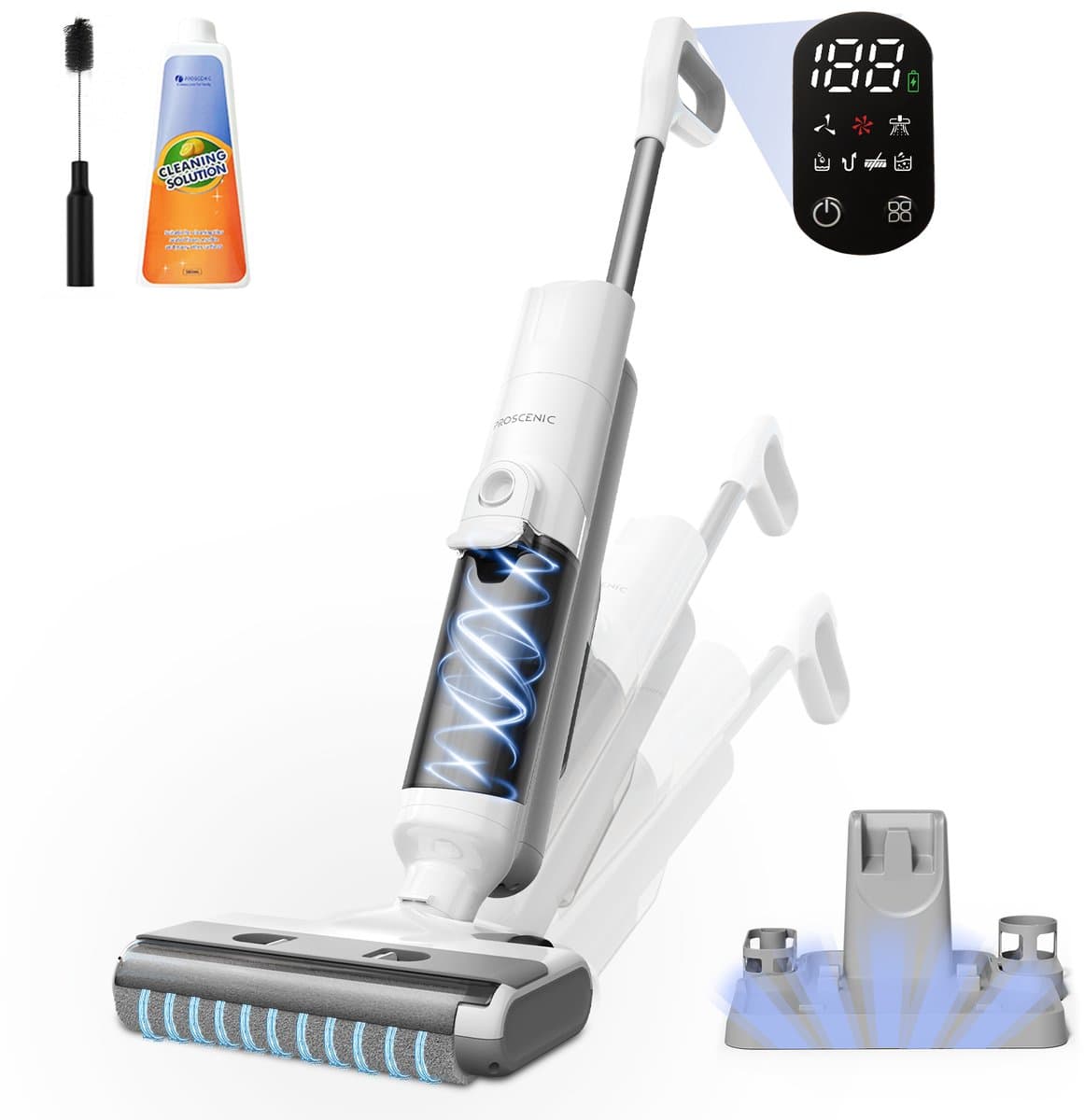 Proscenic F10 Ultra - 3-in-1 Draadloze Stofzuiger - 350W 20000Pa - 60min Autonomie - Watertanks 1.3L - 59db