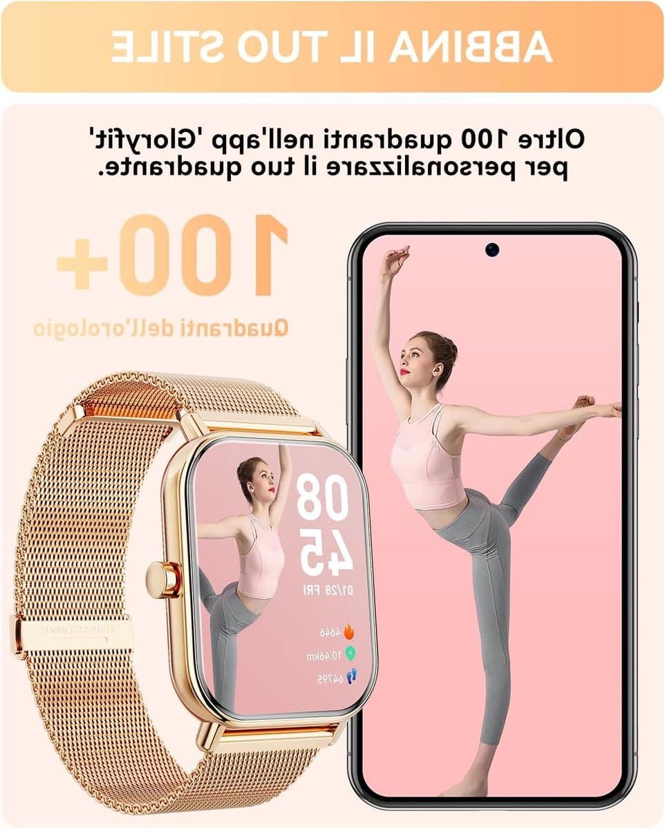 Slimme Horloge - Fitness Tracker - Gezond Leven - Bluetooth Bellen - 1.85 Inch Scherm - Goud