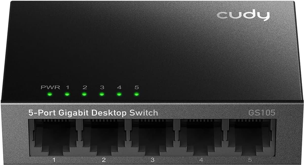 Gigabit Ethernet Switch - Netwerk Hub - Netwerk Uitbreiden - 140 Meter Bereik - 5 Poorten - Metaal