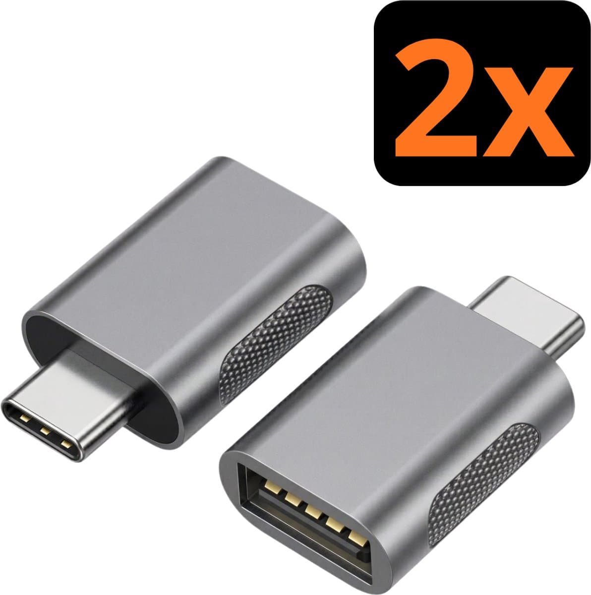 Nereb - 2x USB naar USB-C Adapter – 2-Pack – USB-A naar USB-C Converter – USB-C Female - USB-C