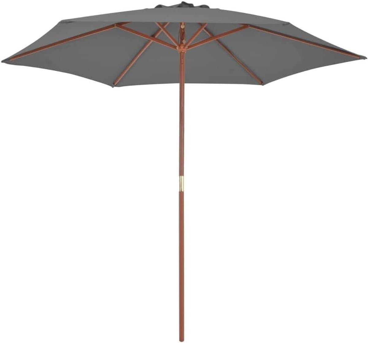 Tuinparasol Hout - Buiten Schaduw - Terras Ontspannen - Winddicht Ontwerp - 270 x 244 cm - Antraciet