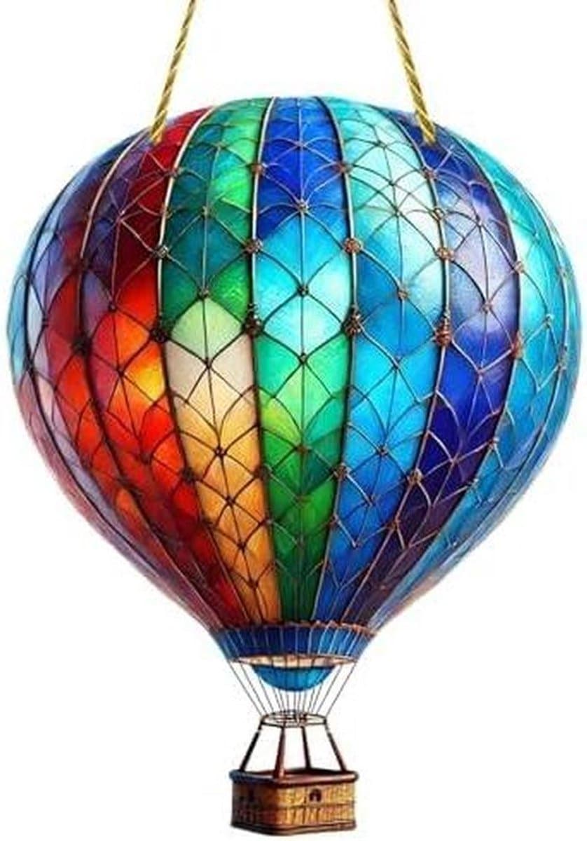 Heteluchtballon Zonnevanger - Raamhanger Ornament - Decoratie Ophangen - Acryl Kunst Glas - 20 cm - Veelkleurig
