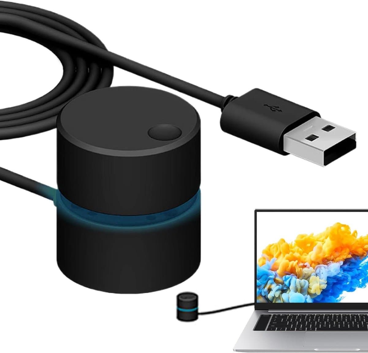 Volume Regelaar Knop - USB Audio Controller - Bureau Organisatie - Anti-Slip Basis - 3.8 cm Hoogte - Zwart