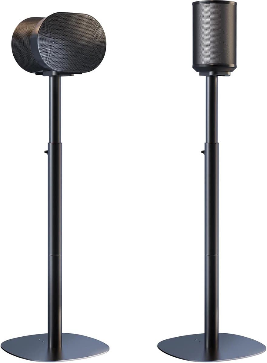 Speaker Stands - Verstelbare Voetstukken - Home Audio - Ruimtebesparende Basis - 74-99 cm - Zwart