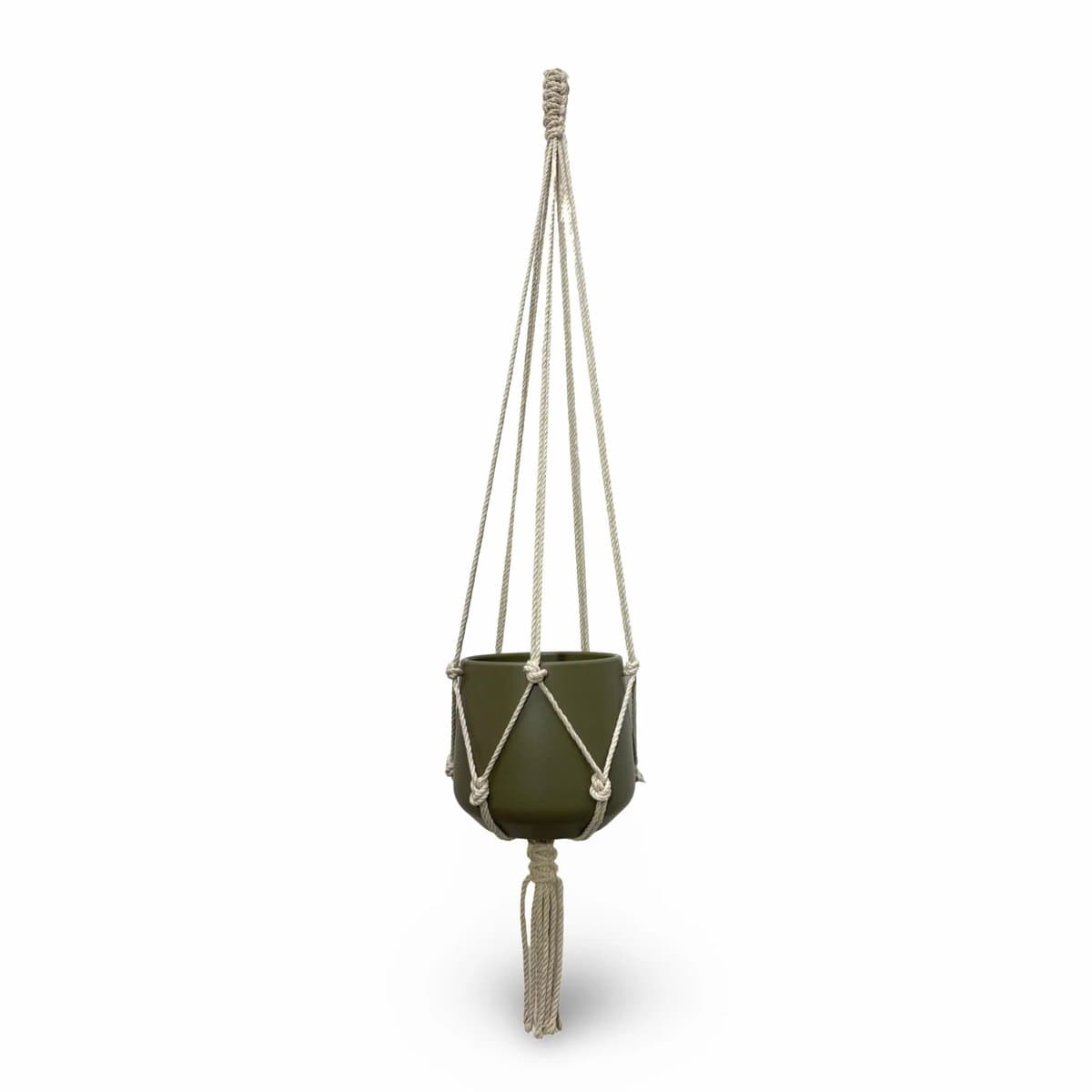 Plantenhanger 'Classic' - Kies kleur en lengte - Kleur: Linnen - 80 cm lang - Katoenkoord - Geschikt voor Pot met Diameter t/m 20 cm - Handgemaakt in ons Macramé Atelier - Prijs per Stuk - Let op: Exclusief Pot - Inclusief Verzendkosten