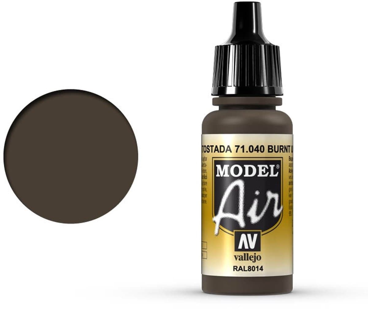 Vallejo Hobbyverf Acrylverf - 71040 Model Air Burnt Amber - Acryl Verf flesje - 17 ml