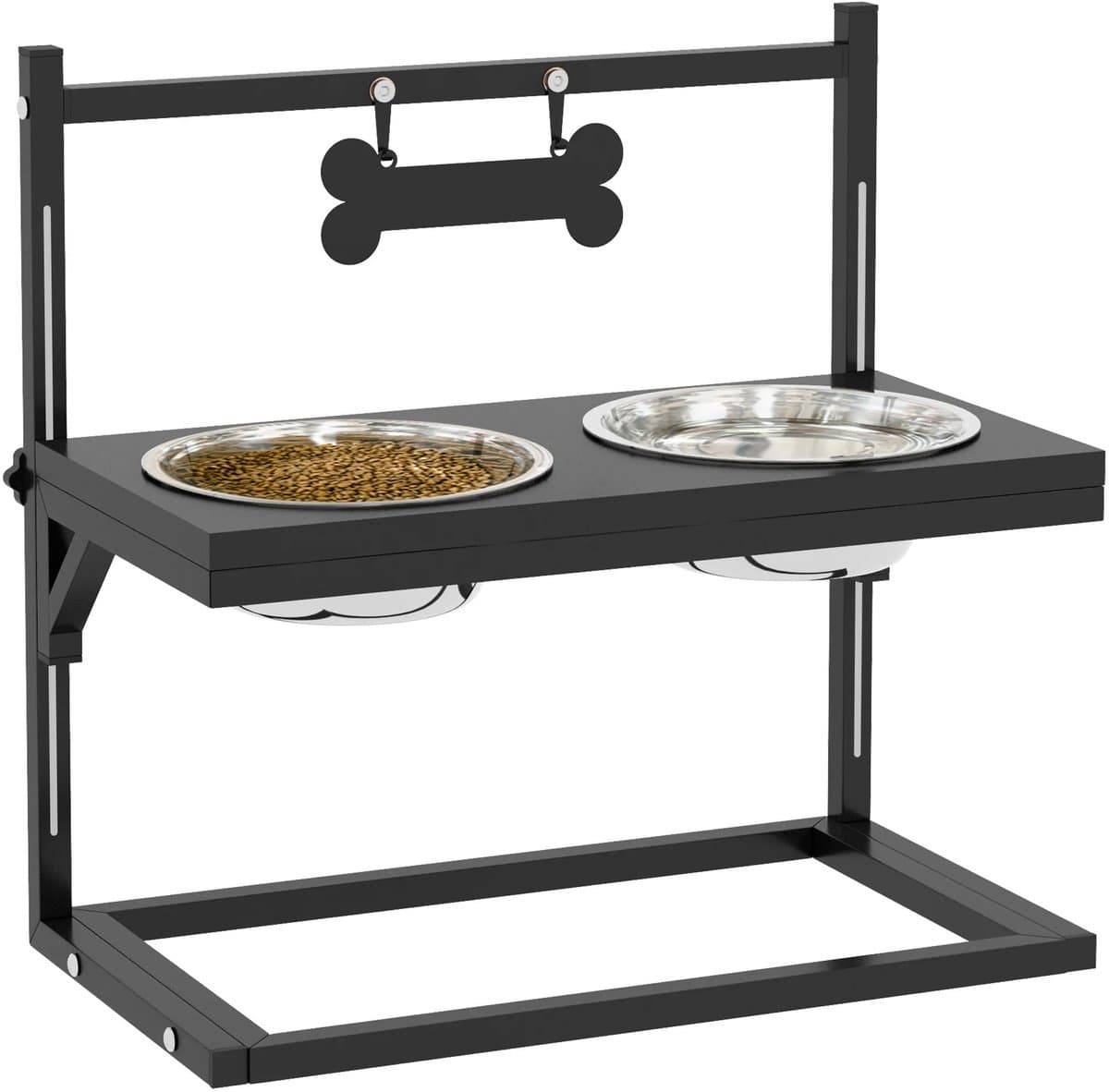 Marqs Hondenvoerbak - Voerbak hond - Drinkbak hond - 2 RVS kommen van 900ml - Hoogte tot 33 cm - Stevige metalen standaard