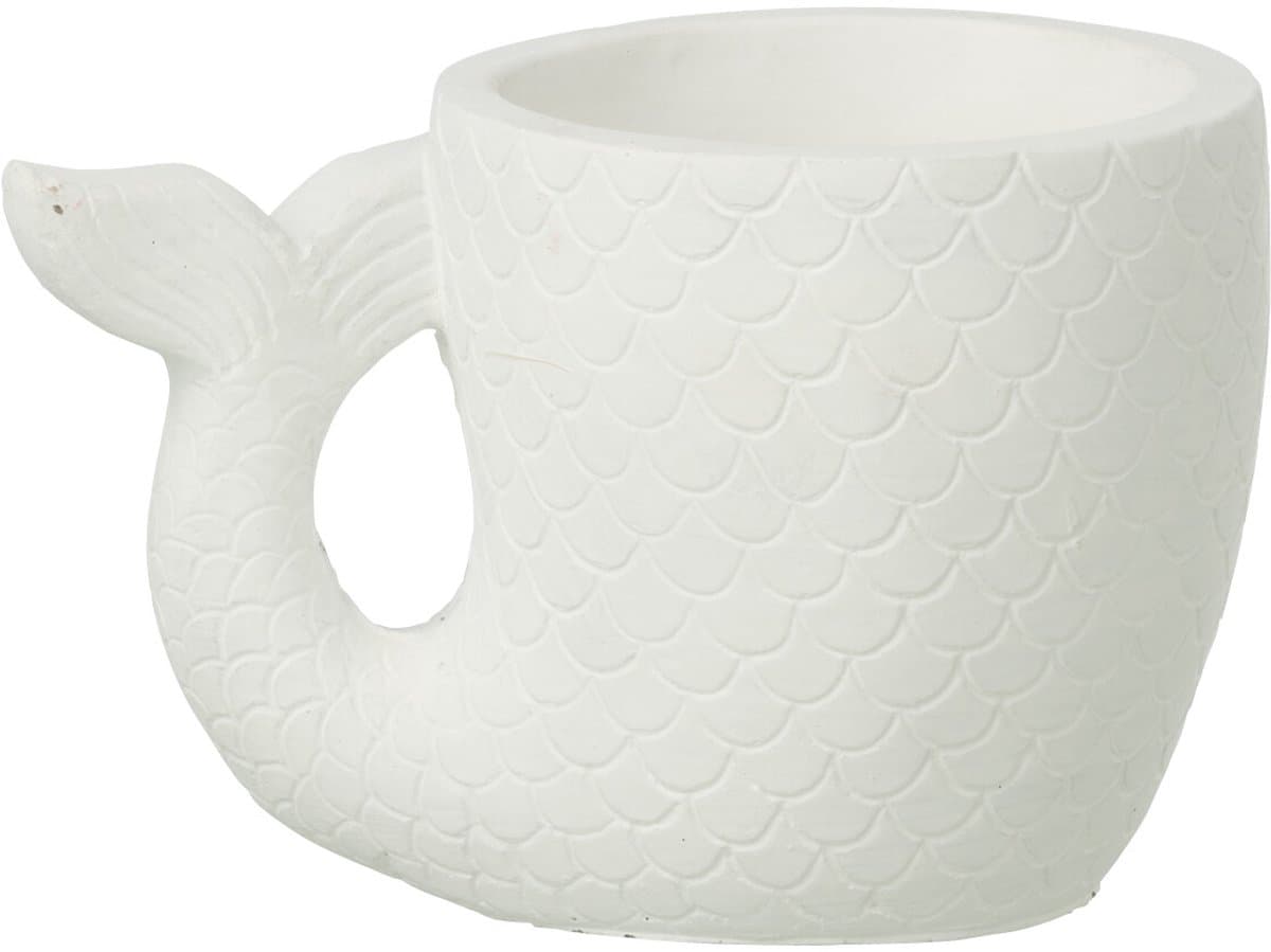 J-Line bloempot Vis - cement - wit - large