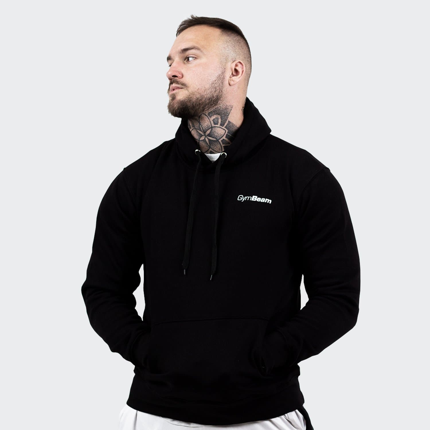GymBeam Heren Athlete Hoodie Zwart Wit M