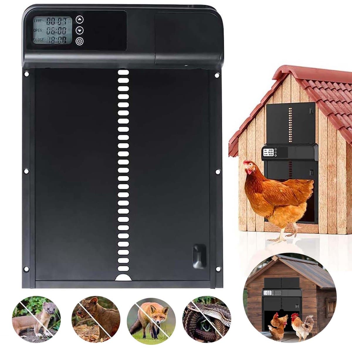 Automatic Chicken Coop Door, Elektrisch Kippenhok, Met 24-Uurs Timer, Werkt Op Batterijen.