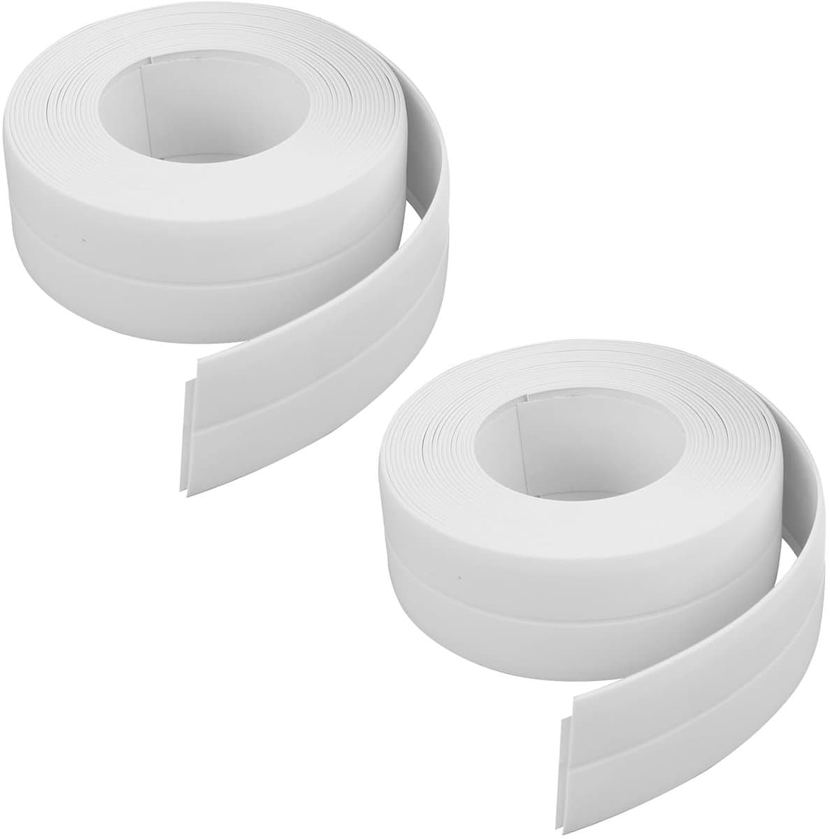 2 stuks zelfklevende flexibele PVC-plinten 2,3 mm 3,2 m wit, badkamer, muur, vloer, randafwerking, hoek, sierlijst, zelfklevend, wit