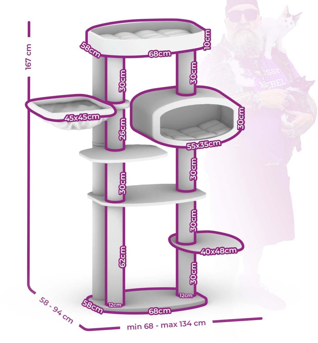 Petrebels Drive 167 Krabpaal - Creme - Design Kattenmeubel - 12 cm Dikke Stammen - Extra Stabiel