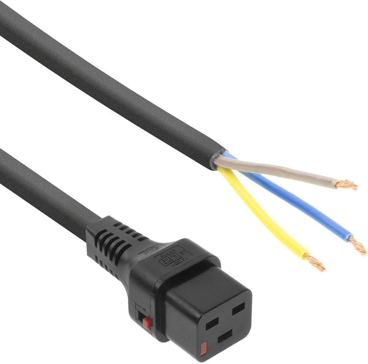 ACT Powercord C19 IEC Lock - open end black 1 m, PC1173 AK5047