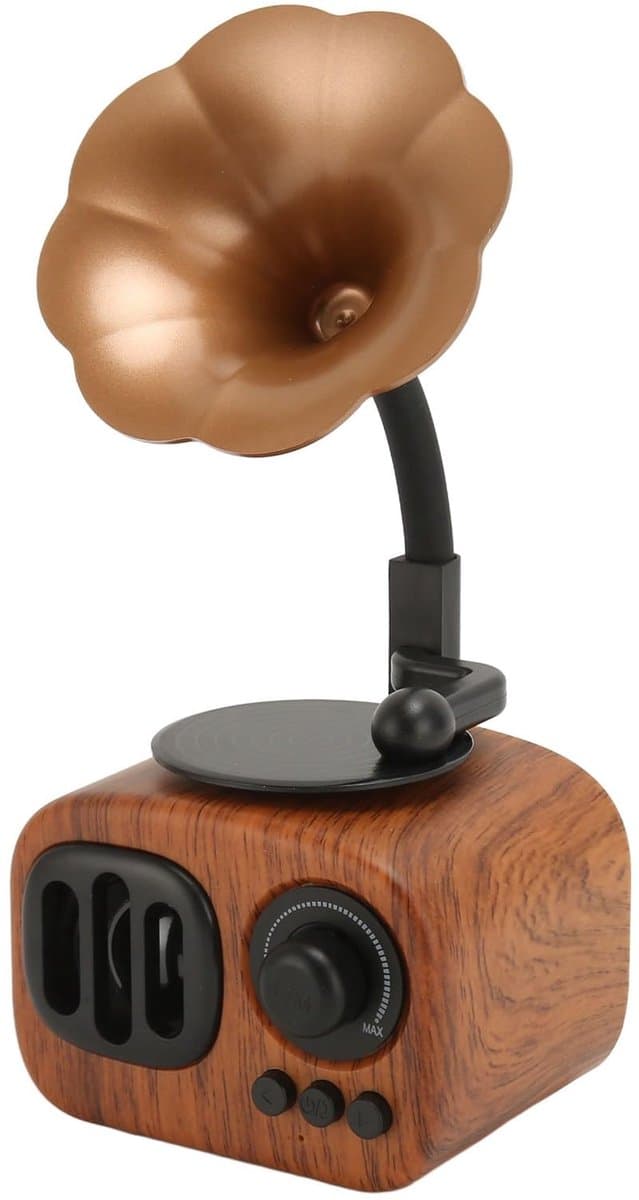 Retro Muziekluidspreker Vintage Draadloze Radio, Mini-grammofoon Fonograafvorm BT-luidspreker, Vintage Houtnerfpatroon USB-muziekspeler, voor Thuisfeest
