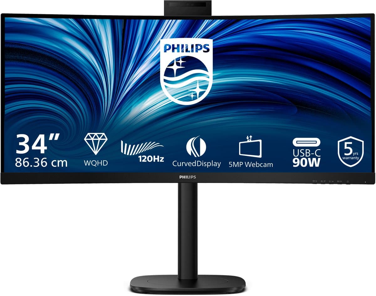 Philips 3000 series 34B2U3600CH/00 computer monitor 86,4 cm (34") 3440 x 1440 Pixels Wide Quad HD LCD Zwart