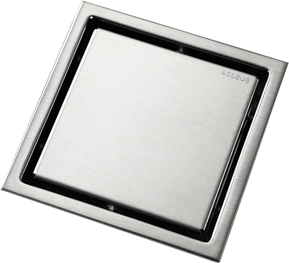 Allecto plus - RVS Verborgen Rollover Afvoerputje, Vierkant, Doucheafvoer Cover (11x11cm)