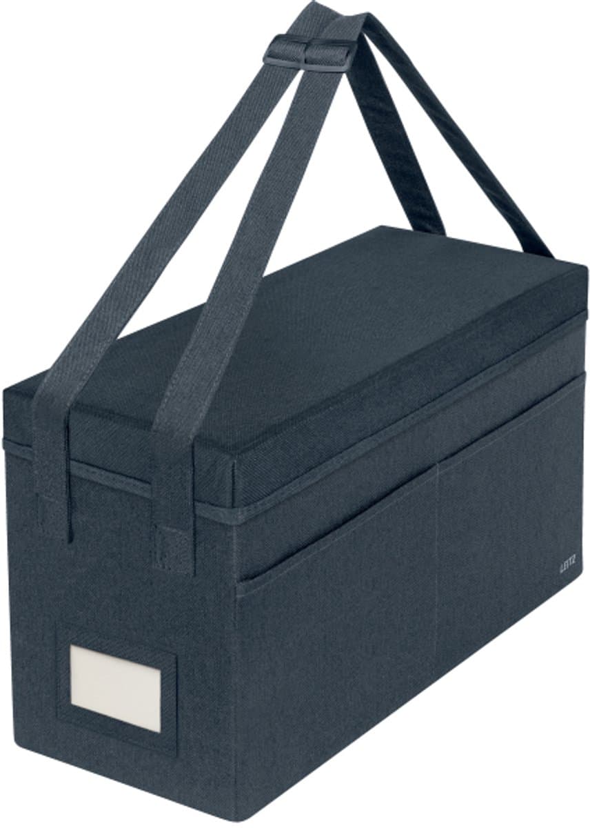 Leitz Stoffen Hot Desking Opbergtas met Deksel - Opvouwbare Opbergbox - 57% Gerecycled - Laptop tot 16'' - Fluweel Grijs
