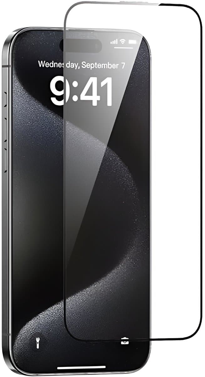 Mobile5 - Glas Screenprotector voor iPhone 14 Pro/15/16 - Matte afwerking - Anti Reflectie - Kras en Valbestendig - Gehard Glas - Volledig scherm vullend - Zwart omlijnd