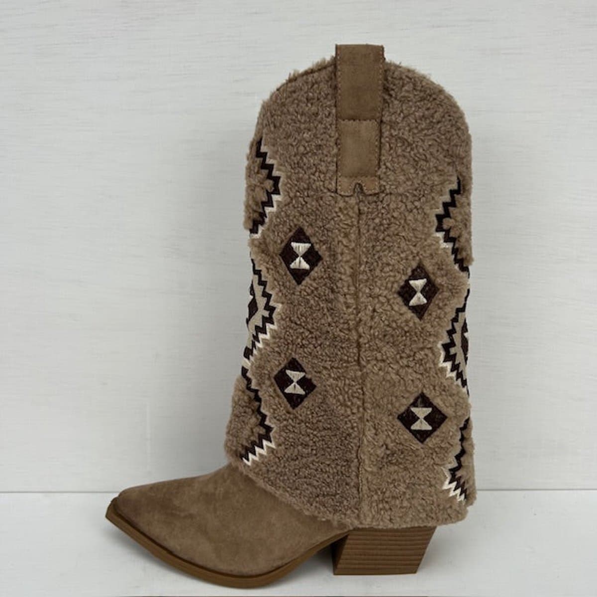 Cowboylaarzen met teddy flap taupe Taupe / 37
