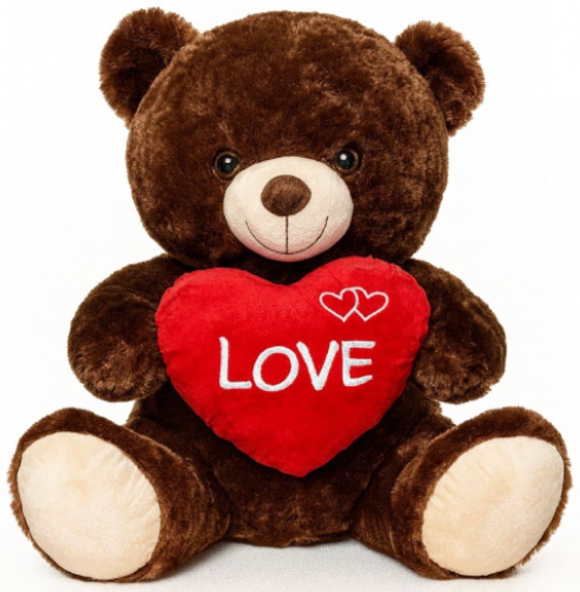 Teddybeer (Donkerbruin) Bobby met Hart Pluche Knuffel 50 cm - Speelgoed Knuffels voor Kinderen Jongens Meisjes - Valentijnsdag Liefde Love - Teddybeer Knuffelbeer