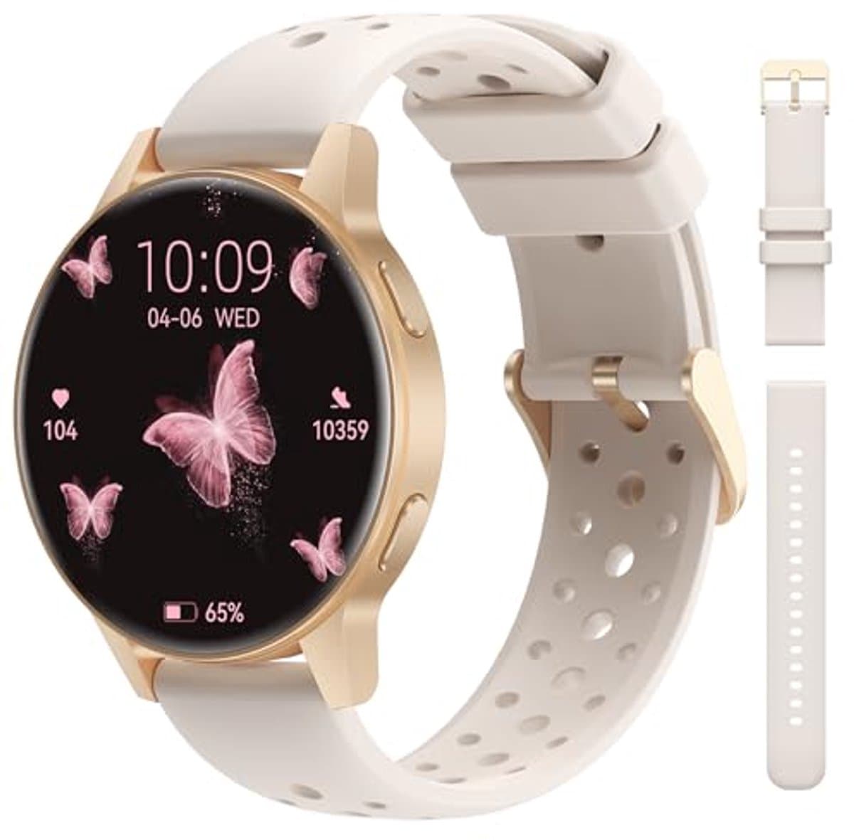 Smartwatch voor dames met hartslagmonitor, menstruatiecyclustracker, 1,27 inch touchscreen, IP68 waterdicht, telefoongesprekken en 120 sportmodi