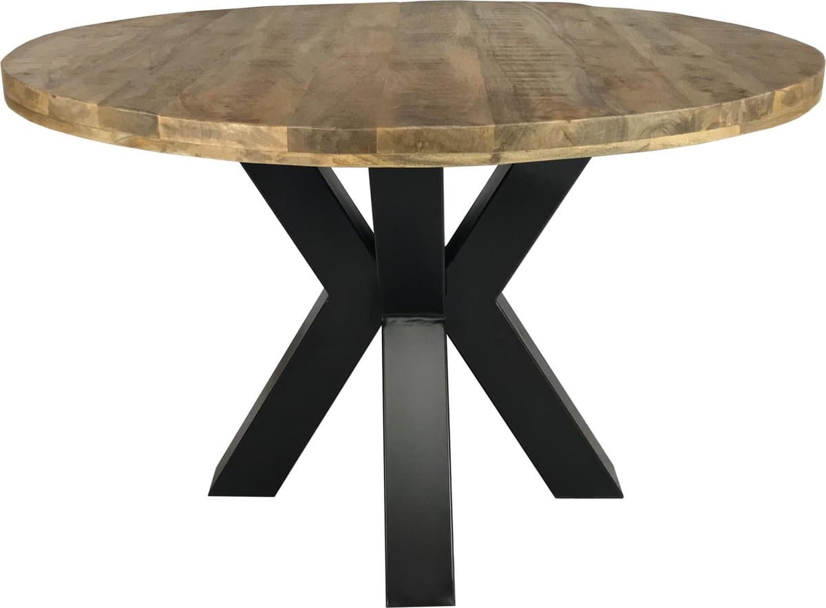 Ronde eettafel Ø120cm mangohout industrieel