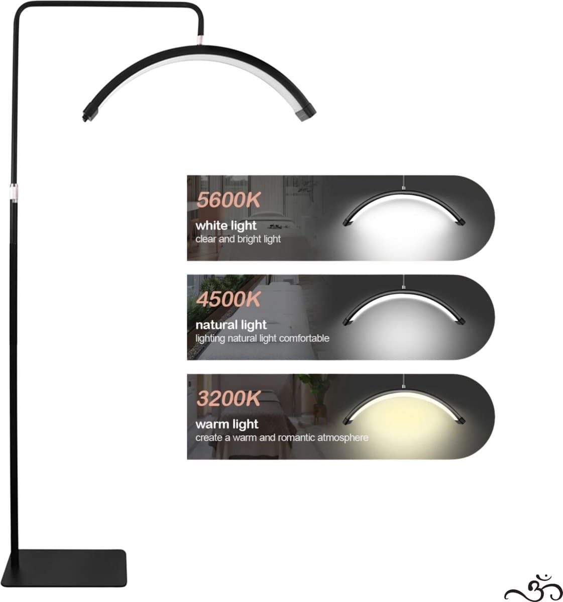 Caedentes Half Moon Light - Salon Lamp - Beauty Lamp - Wimper Lamp - Lash Lamp - LED Moon Light - Make Up Lamp - Moonlight Lamp - Tattoo Lamp - Behandel Lamp - Nagel Lamp - Barber Lamp - Zwart