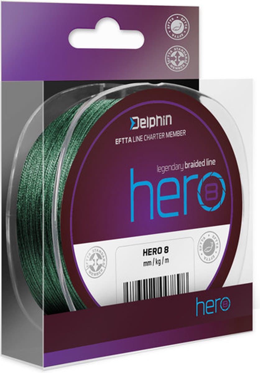 Gevlochten lijn - Delphin - Hero - 8 Braid - groen - 117 meter - 0.16mm - 10.5kg - vislijn