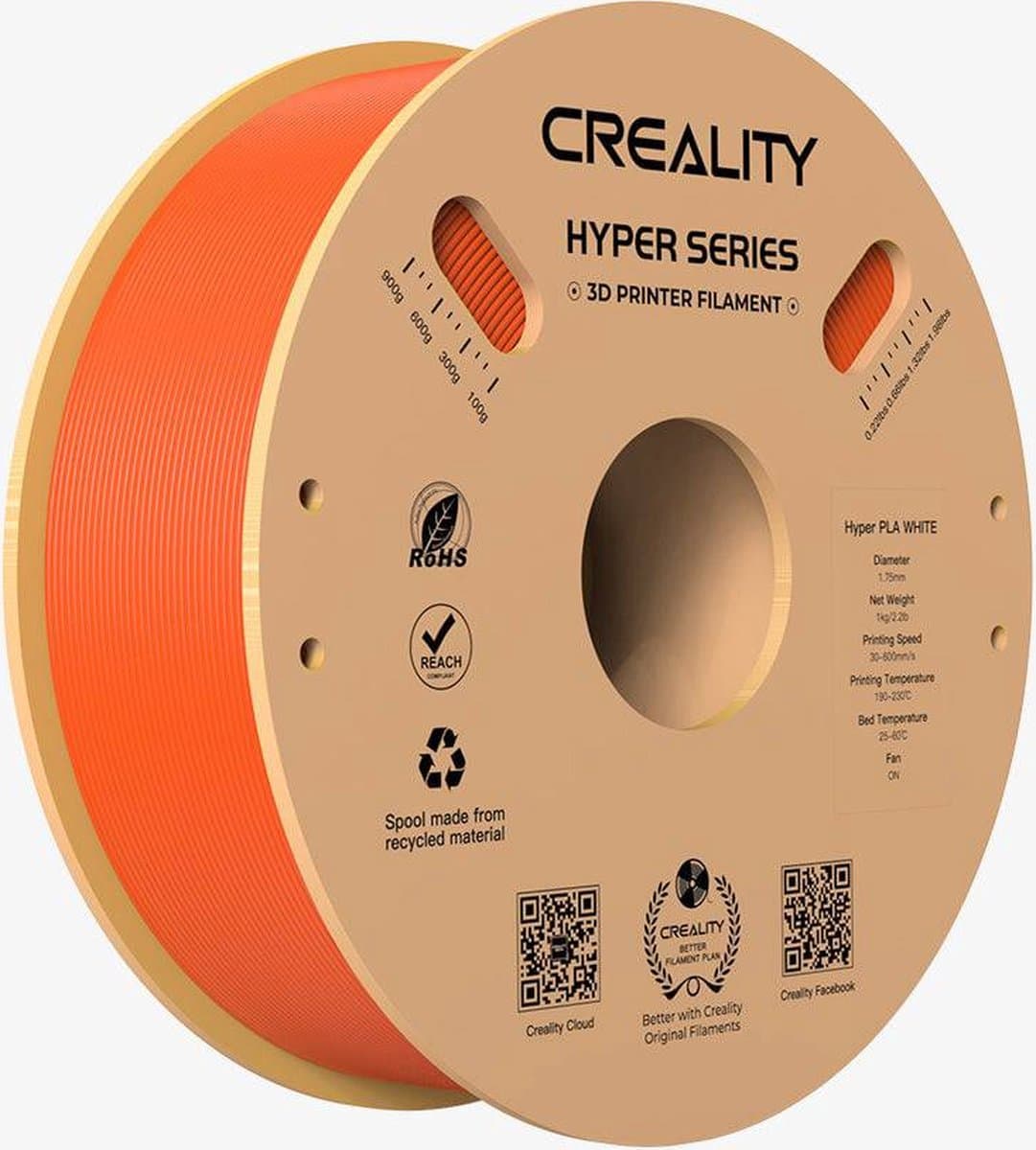 Creality Filament Hyper Pla Voor 3D-Printer Oranje Hoge Kwaliteit