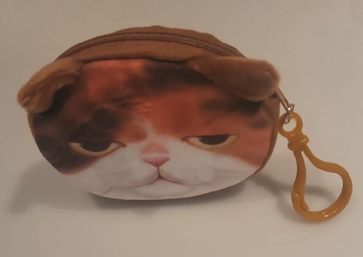 Portemonnee Dames met leuke afbeelding van kat / poes - Meisjes - Portemonnee Kinderen - zacht velours 9 x 9.5cm - handig voor bijv. klein geld, usb-stick, sleutel, lippenstift, etc. Voor uzelf of Bestel een Cadeau.