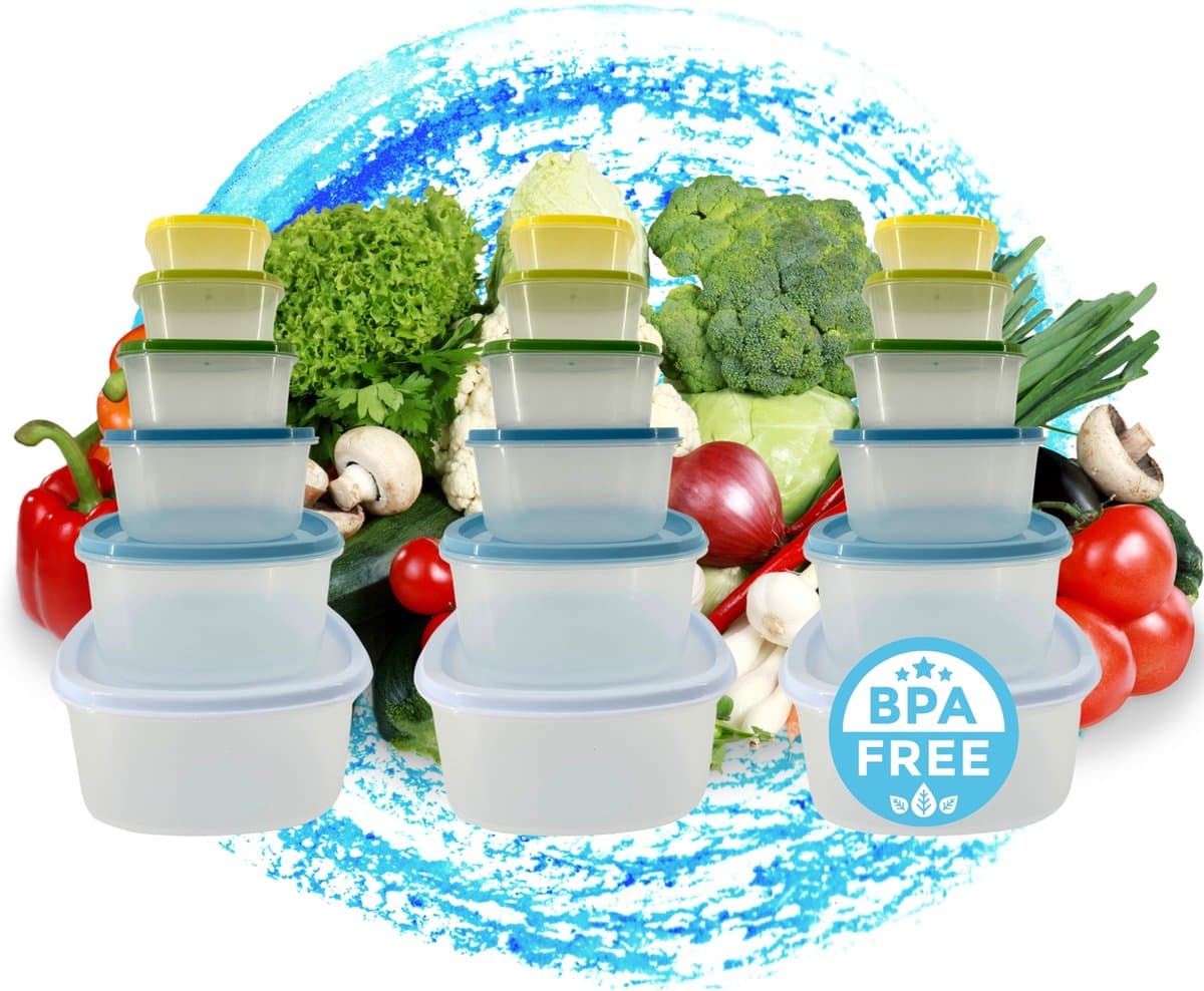 TronicXL Vershoudboxen Set – 18 kunststof dozen met deksel - BPA-vrij - Vaatwasser en Vriezerbestendig – Stapelbaar - Lunchbox