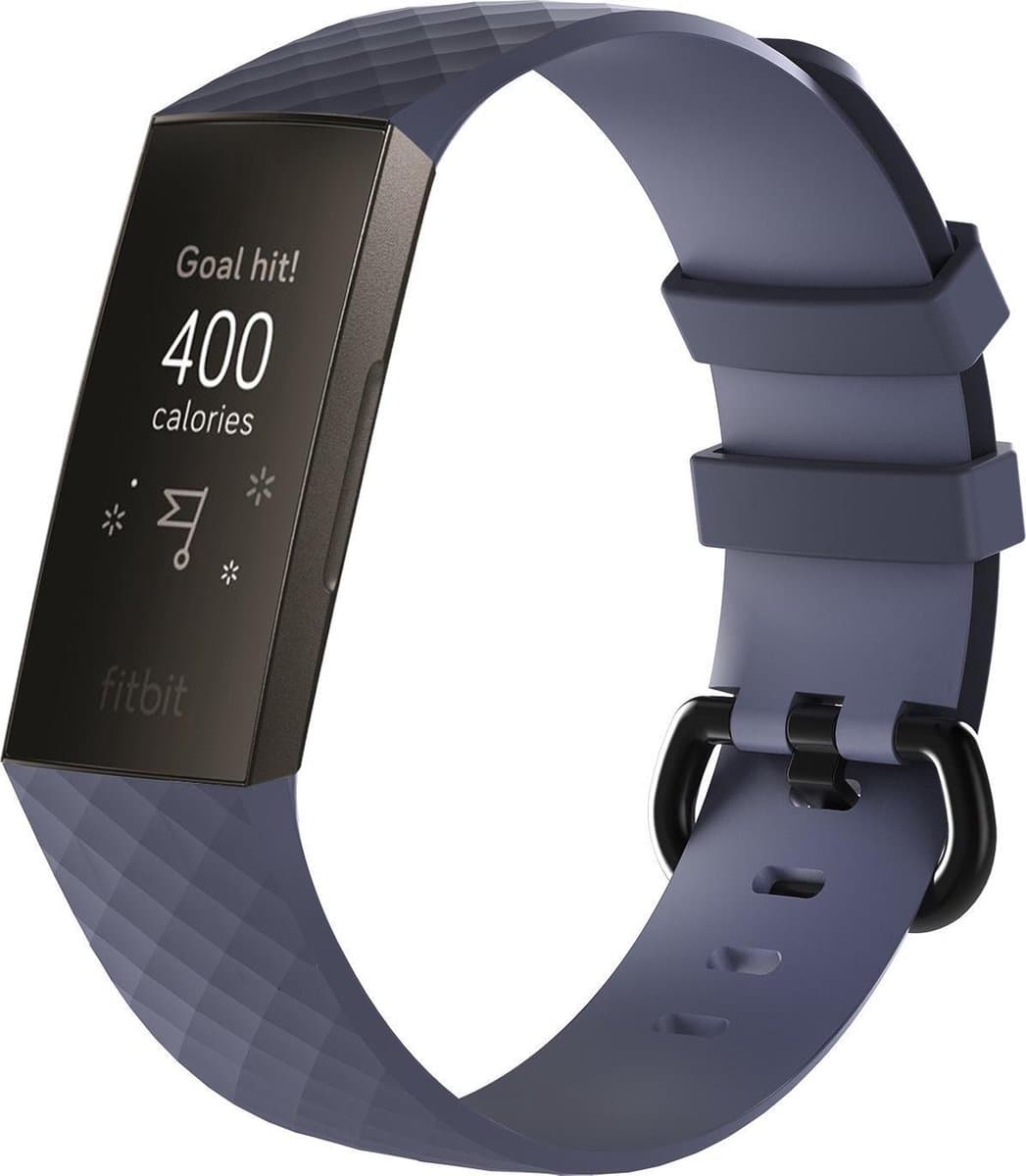 KELERINO. Siliconen bandje geschikt voor Fitbit Charge 3 / Charge 4 Grijs - Large
