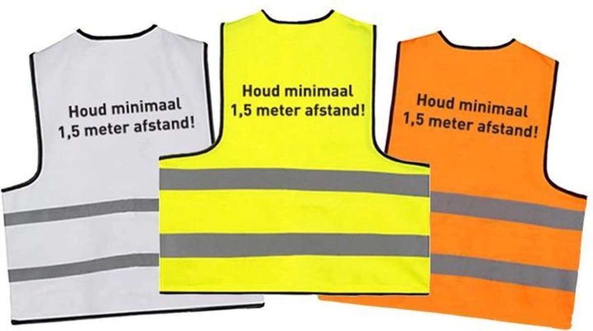 Hesjes 1,5 meter afstand houden (5 pack) - Veiligheidsvest - Houd afstand hesjes - 5 pack witte veiligheidshesjes