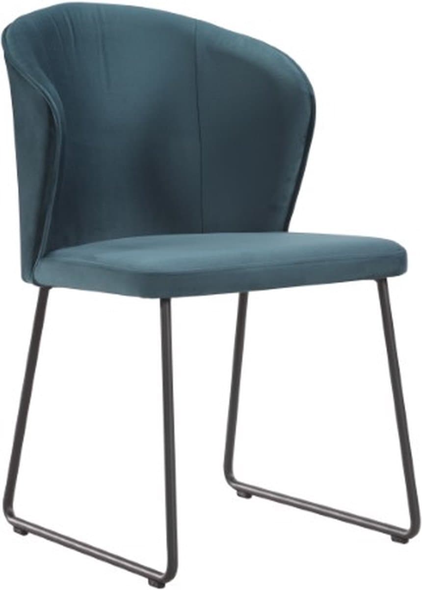Soof&Tess - Set van 4 - Amalfi Eetkamerstoel - Blauw - Fluweel - Velvet - Industrieel - Met armleuning - Easy Clean Stoffen - Hoge Kwaliteit