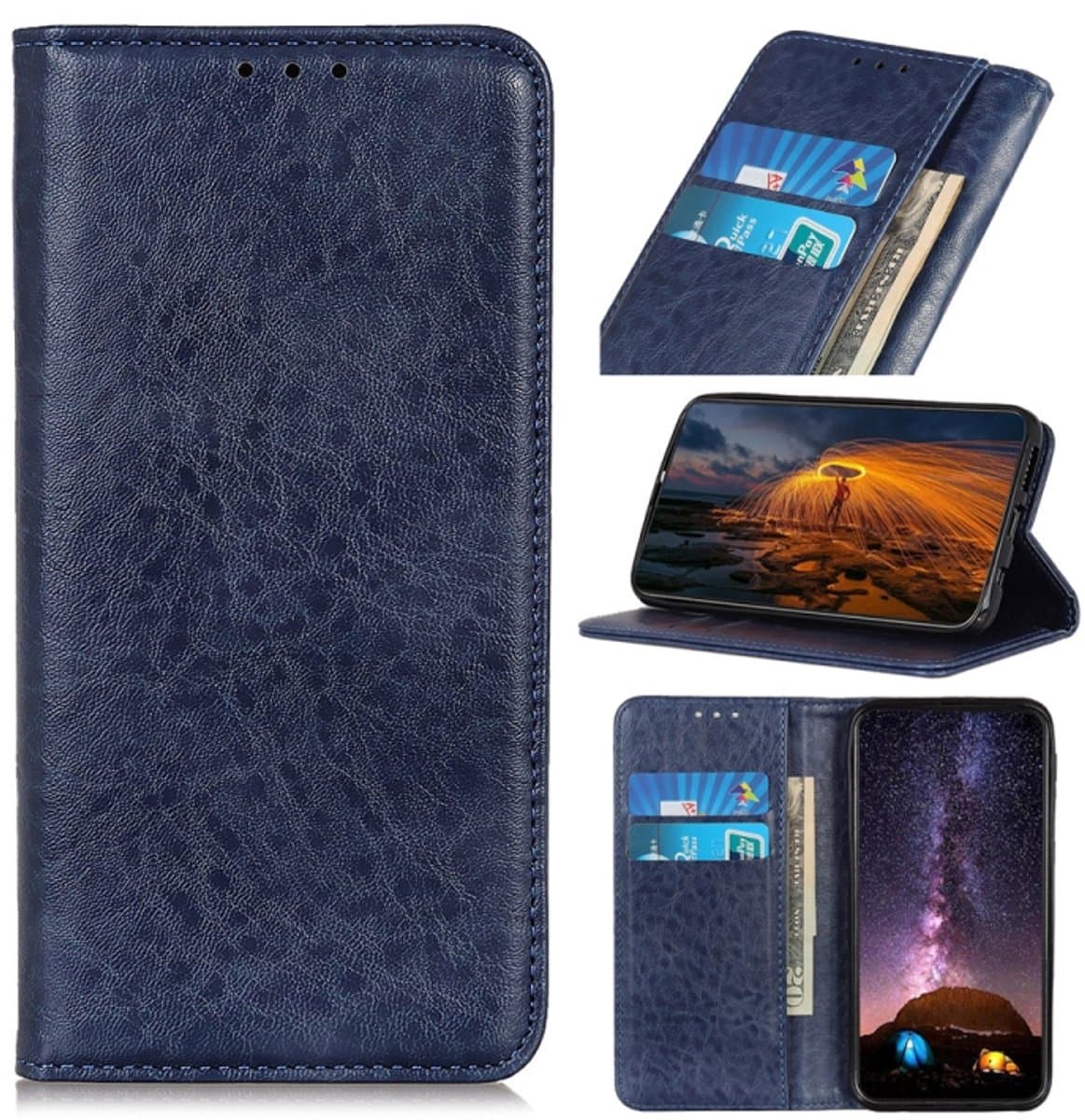 Voor iPhone 15 magnetische Crazy Horse textuur horizontale flip lederen telefoonhoes (blauw)
