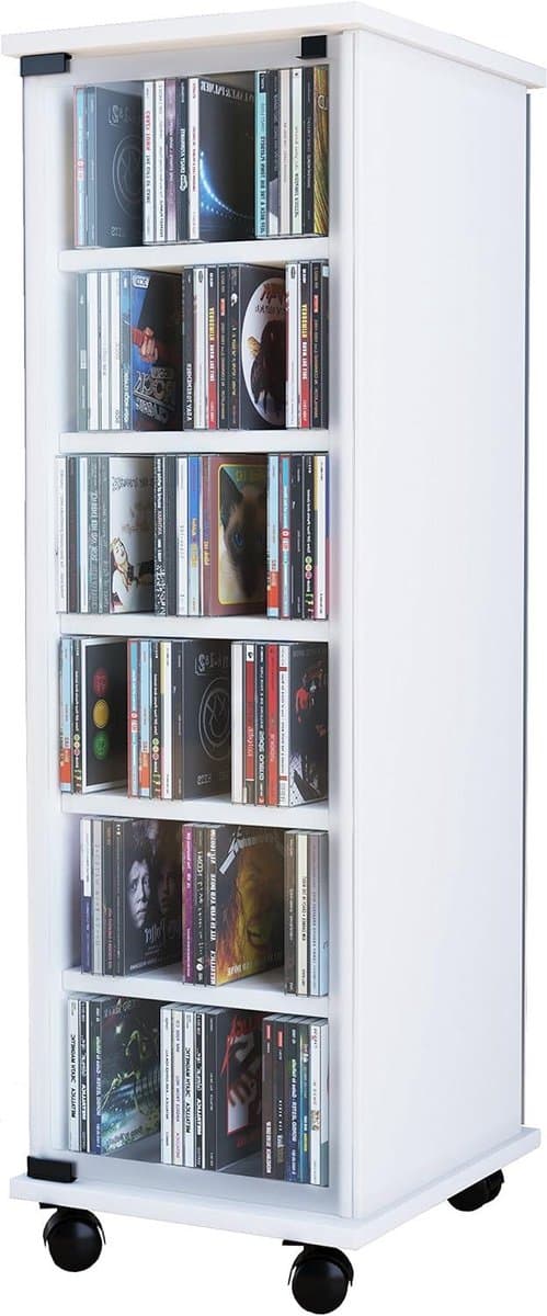 CD DVD Opbergkast - Media Meubel - Media Organiseren - Met Glazen Deur - 98 x 31 x 35 cm