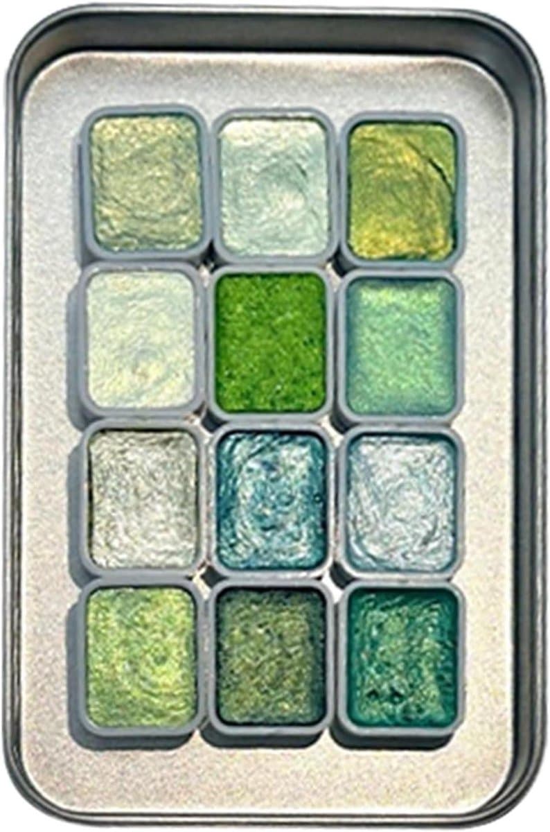 Glitter Aquarel Verf - Mica Aquarel Glinster Verf - Creatief Schilderen - Minerale Mica Pigmenten - 12 Kleuren - Multicolor