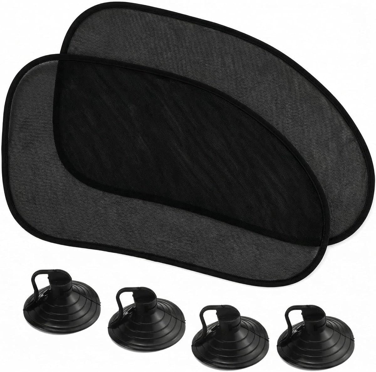 Autozonneschermen - Raambedekking - Bescherming tegen zon - Zuignap bevestiging - 65 cm x 38 cm - Zwart