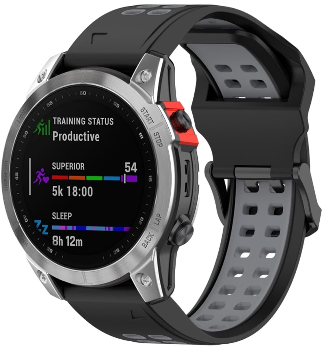 Voor Garmin Enduro/Coros Vertix 2 26mm Quick Release dubbele rij siliconen horlogeband (zwart grijs)